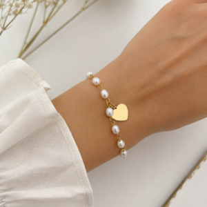 Armband- Bransoletka z serduszkiem i perełkami